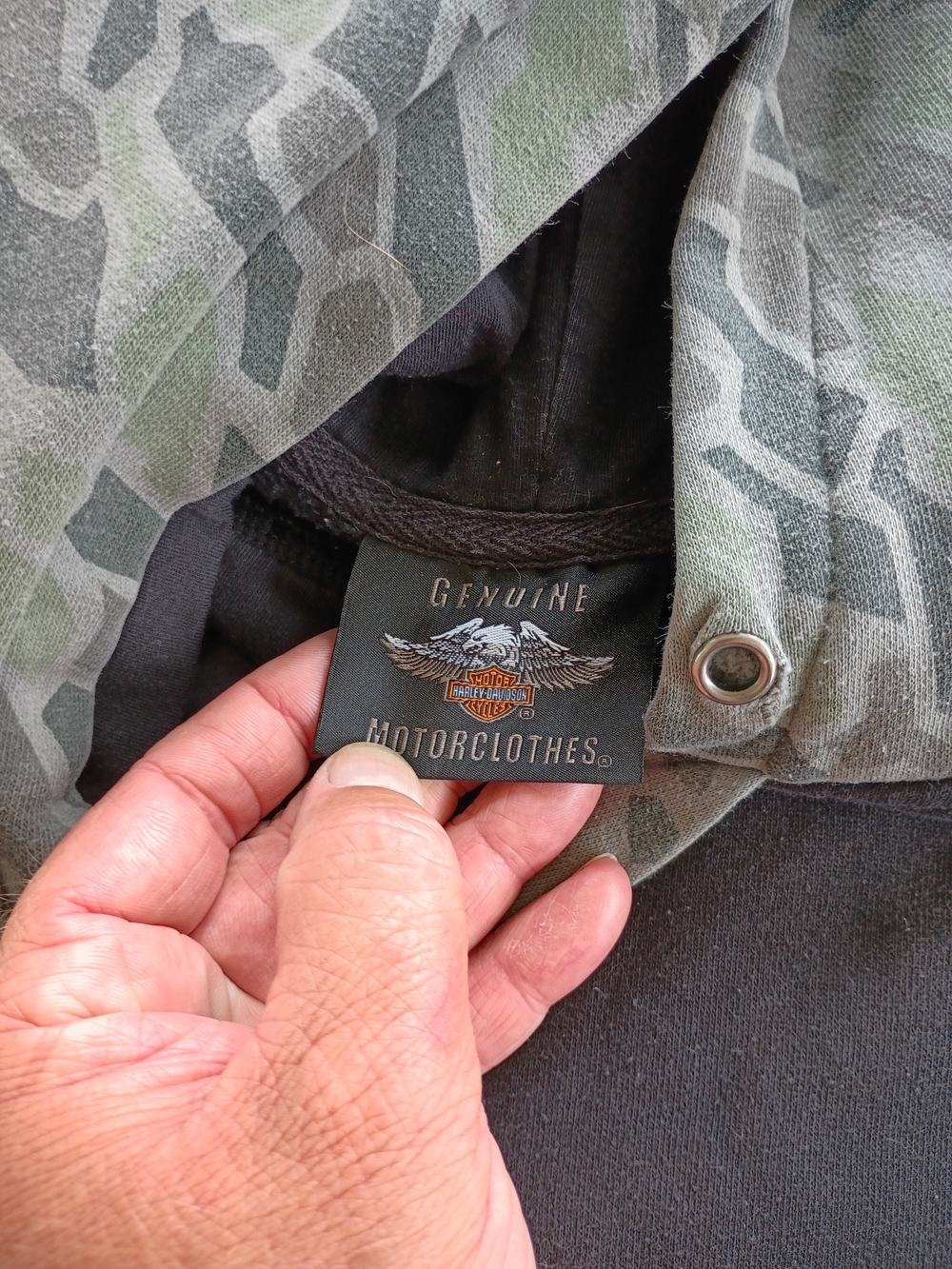 Harley-Davidson Green Camo Pullover Hoodie with Black Yoke - Picture 3 of 5